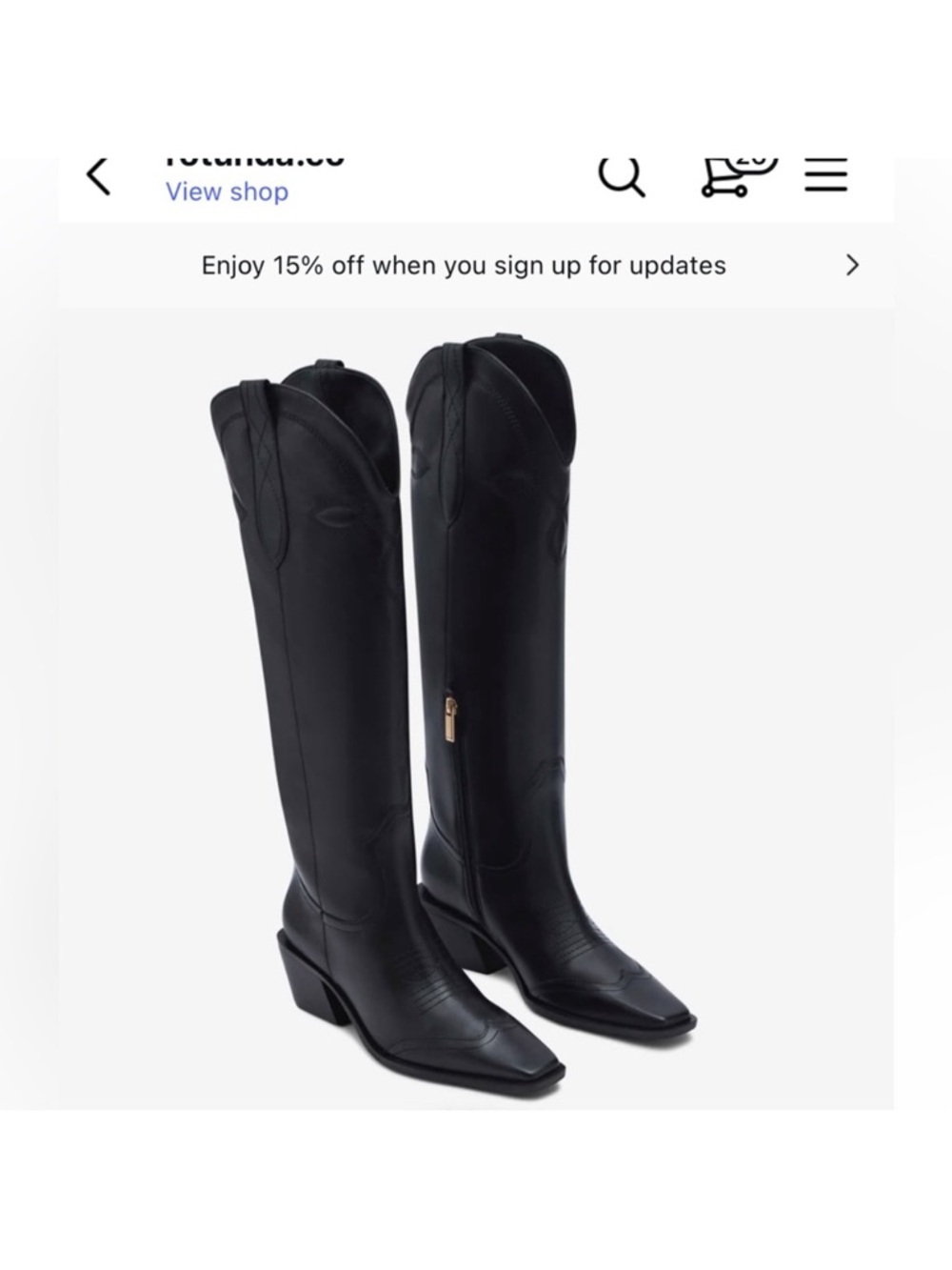 Over-the-Knee Black Western-Style Boots with Side Zip